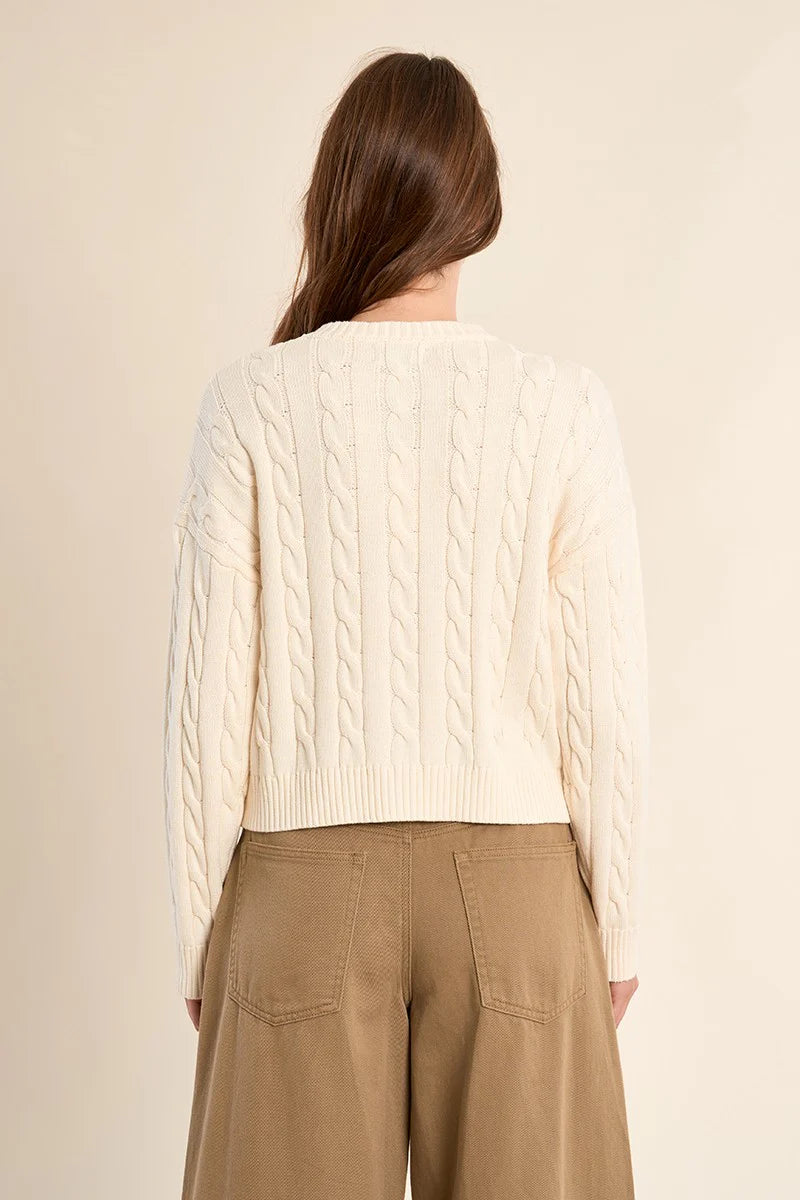 BRAIDED CLASSIC CARDIGAN SWEATER-OFF WHITE-MOLLY BRACKEN
