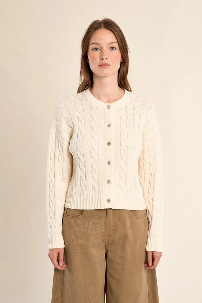 BRAIDED CLASSIC CARDIGAN SWEATER-OFF WHITE-MOLLY BRACKEN