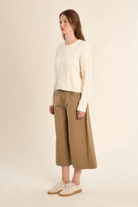 BRAIDED CLASSIC CARDIGAN SWEATER-OFF WHITE-MOLLY BRACKEN