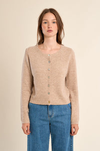 AVA KNIT CARDIGAN SWEATER-BEIGE-MOLLY BRACKEN
