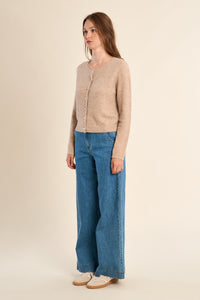 AVA KNIT CARDIGAN SWEATER-BEIGE-MOLLY BRACKEN