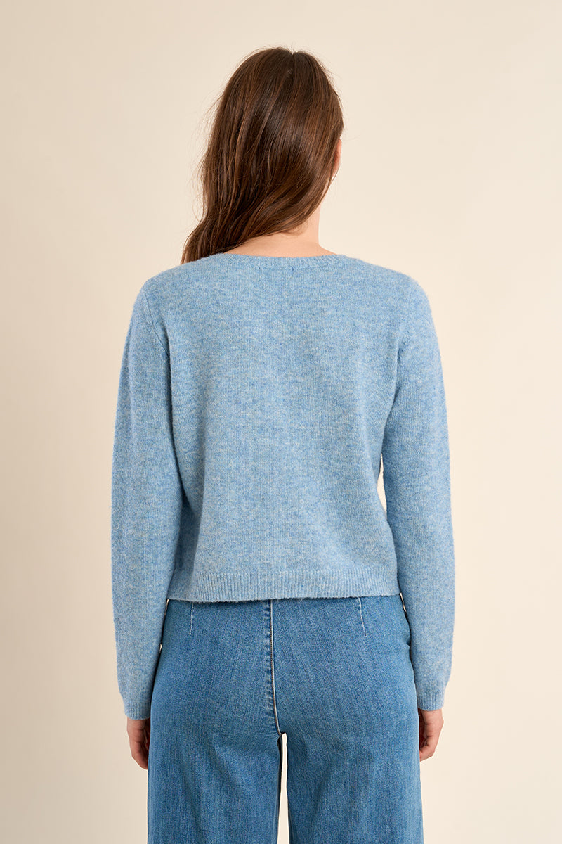 AVA KNIT CARDIGAN SWEATER-BLUE-MOLLY BRACKEN