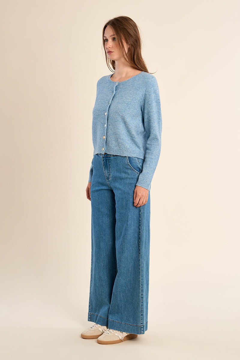AVA KNIT CARDIGAN SWEATER-BLUE-MOLLY BRACKEN