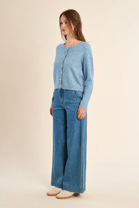 AVA KNIT CARDIGAN SWEATER-BLUE-MOLLY BRACKEN