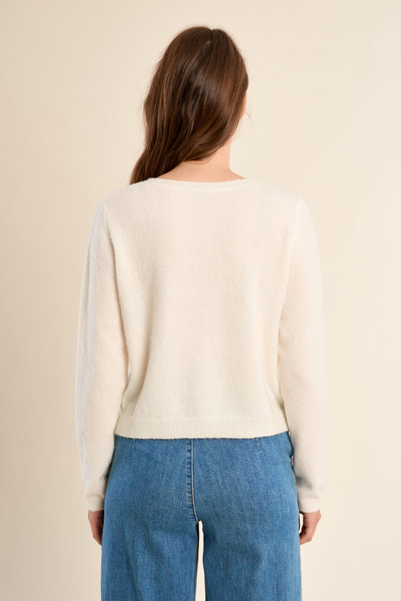 AVA KNIT CARDIGAN SWEATER-OFF WHITE-MOLLY BRACKEN