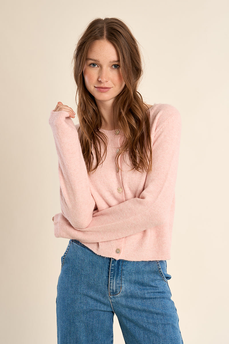 AVA KNIT CARDIGAN SWEATER-PINK-MOLLY BRACKEN