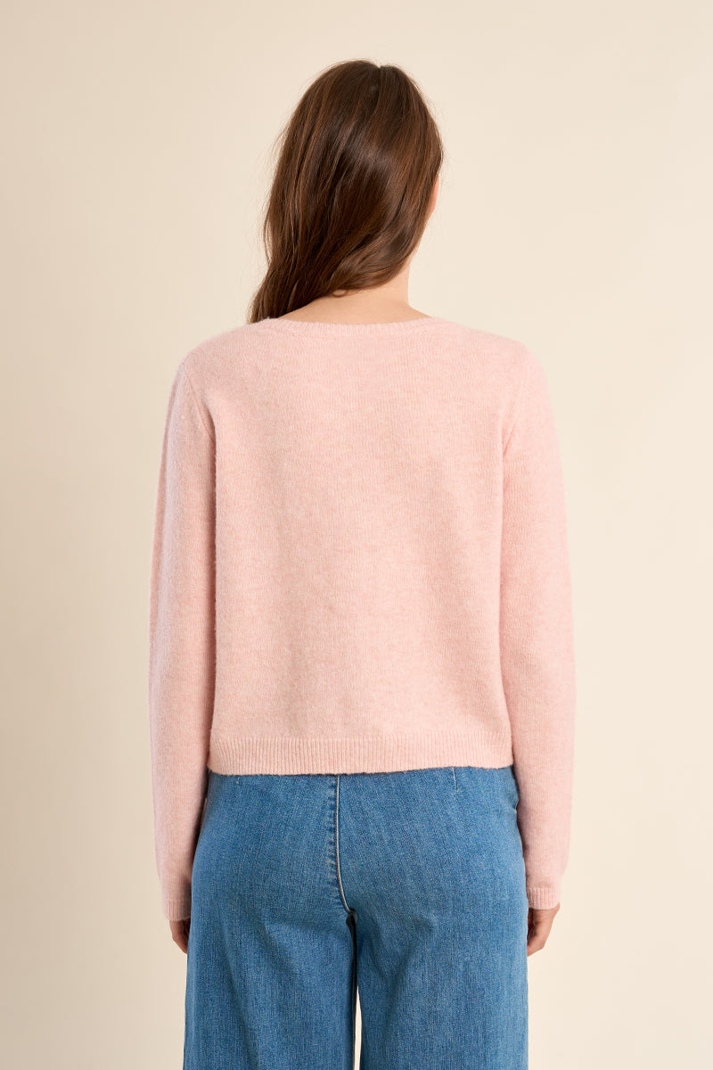 AVA KNIT CARDIGAN SWEATER-PINK-MOLLY BRACKEN