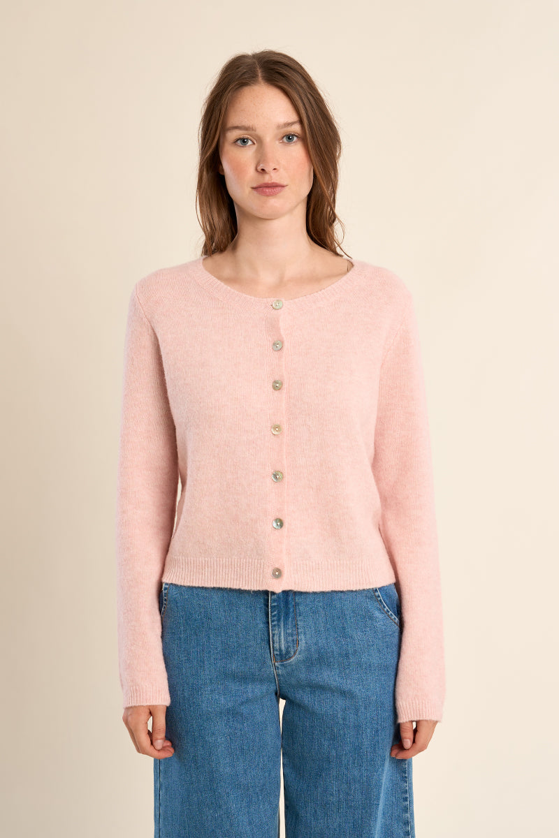AVA KNIT CARDIGAN SWEATER-PINK-MOLLY BRACKEN