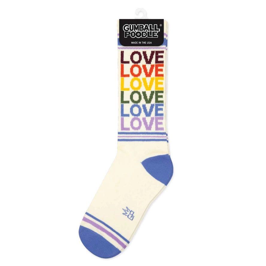 LOVE VINTAGE RAINBOW CREW SOCKS-GUMBALL POODLE