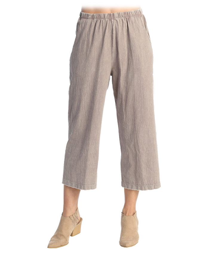 MINERAL WASH CRINKLE COTTON CROP PANT-SLATE- JESS AND JANE