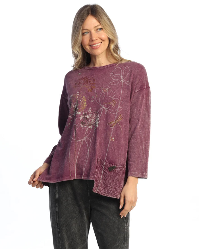 VIGNETTE MINERAL WASH TUNIC W/ GAUZE POCKET-JESS AND JANE