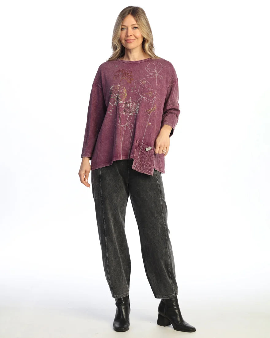 VIGNETTE MINERAL WASH TUNIC W/ GAUZE POCKET-JESS AND JANE