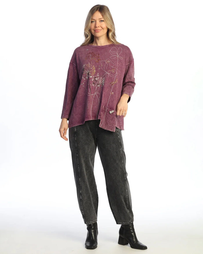 VIGNETTE MINERAL WASH TUNIC W/ GAUZE POCKET-JESS AND JANE