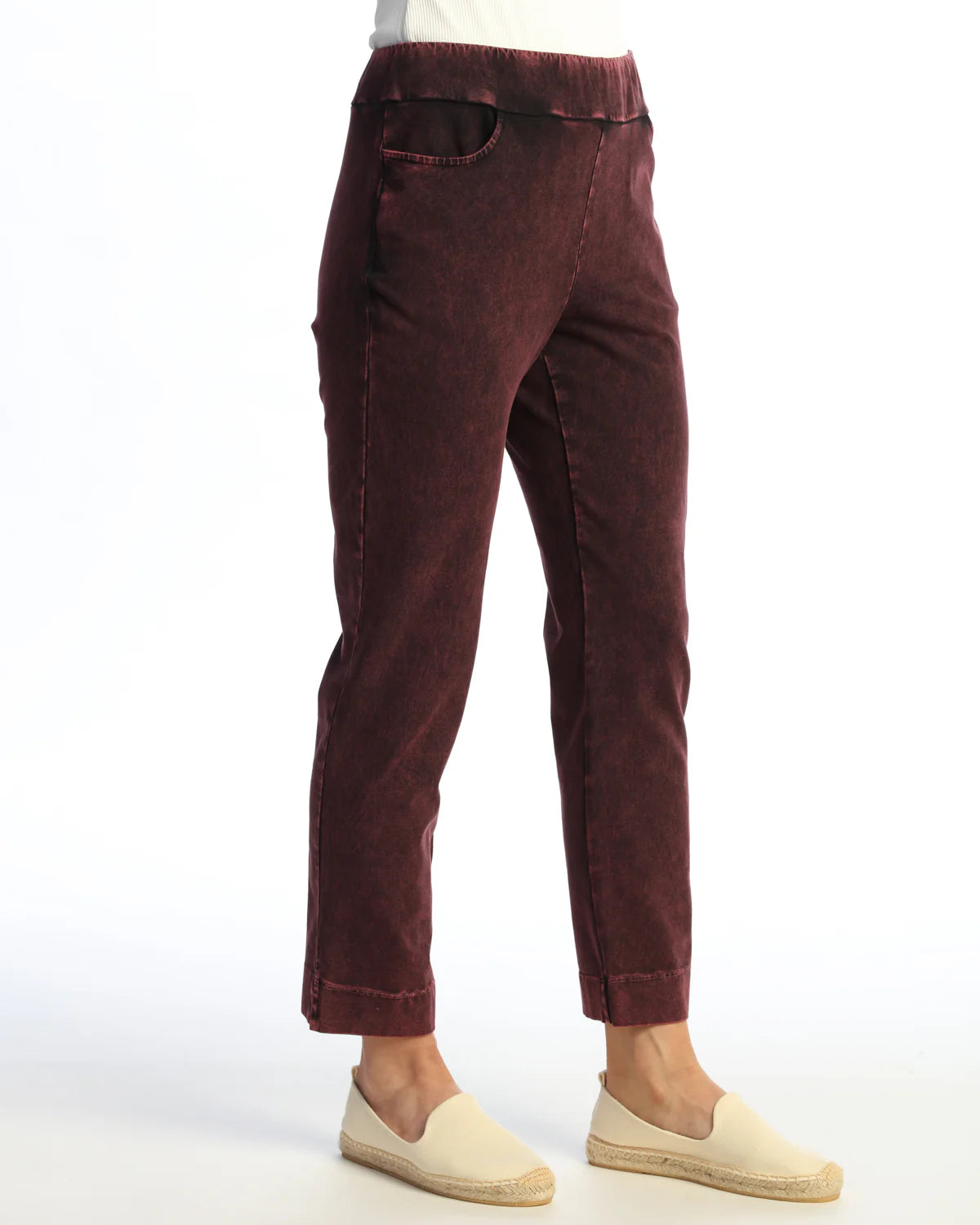 SLIM POCKET PANT-WINE-JESS AND JANE