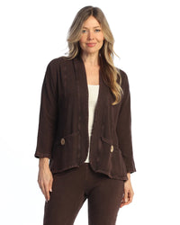 FLEECE COTTON CARDIGAN W/POCKETS-ESPRESSO-JESS AND JANE
