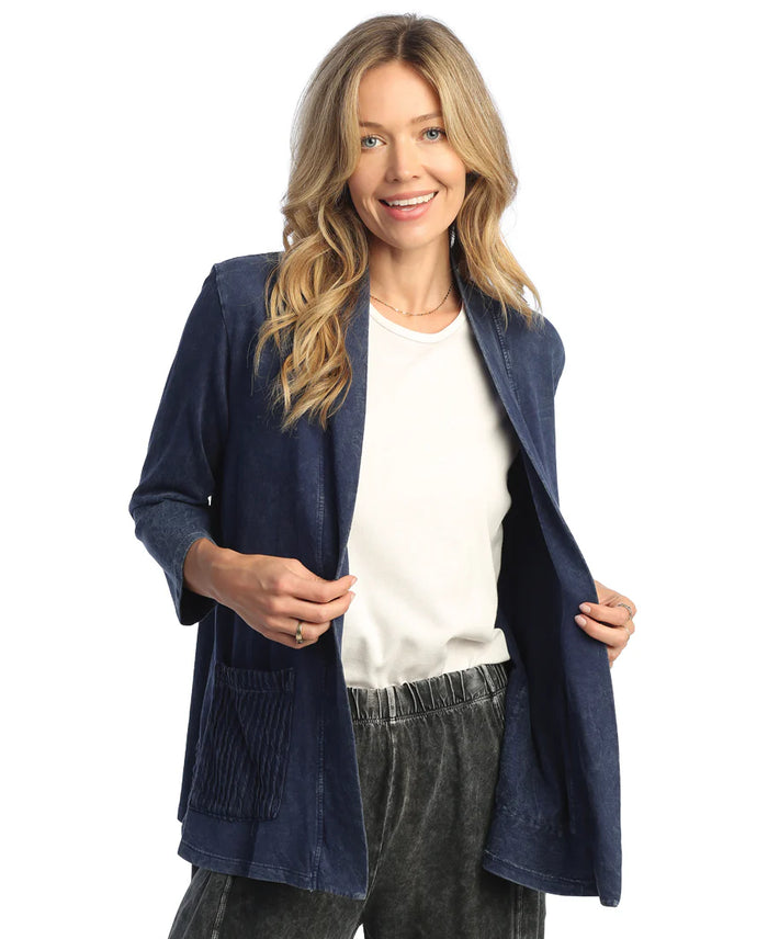 COTTON FLEECE KIMONO STYLE JACKET-DENIM-JESS AND JANE