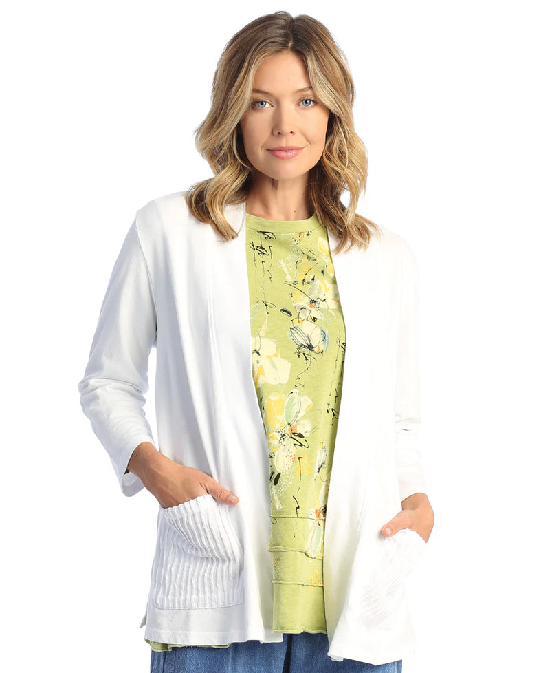 COTTON FLEECE KIMONO STYLE JACKET-WHITE-JESS AND JANE