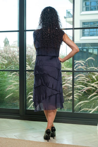 MARIANA SILK RUFFLE DRESS-ONE SIZE-TEES BY TINA