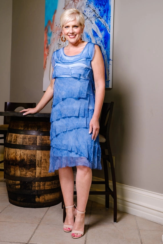 MARIANA SILK RUFFLE DRESS-ONE SIZE-TEES BY TINA