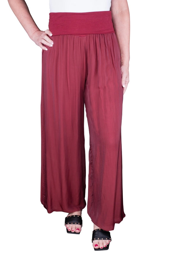 MERCEDES FOLDOVER WAIST SILK PANT-ONE SIZE-TEES BY TINA