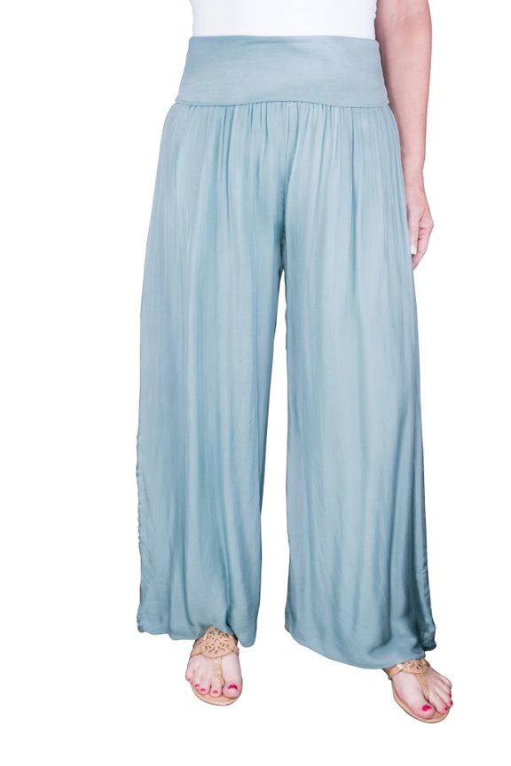 MERCEDES FOLDOVER WAIST SILK PANT-ONE SIZE-TEES BY TINA