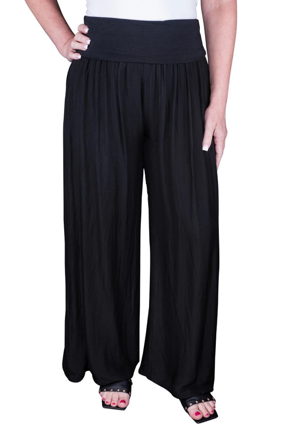 MERCEDES FOLDOVER WAIST SILK PANT-ONE SIZE-TEES BY TINA