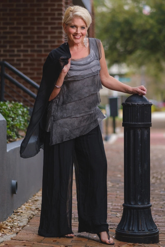 MERCEDES FOLDOVER WAIST SILK PANT-ONE SIZE-TEES BY TINA