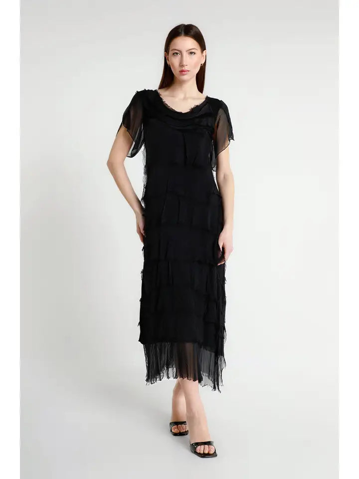 MIRIAM S/S RUFFLE DRESS-ONE SIZE-TEES BY TINA