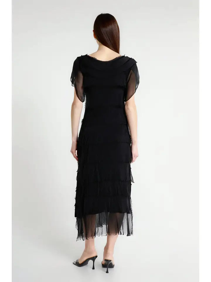 MIRIAM S/S RUFFLE DRESS-ONE SIZE-TEES BY TINA