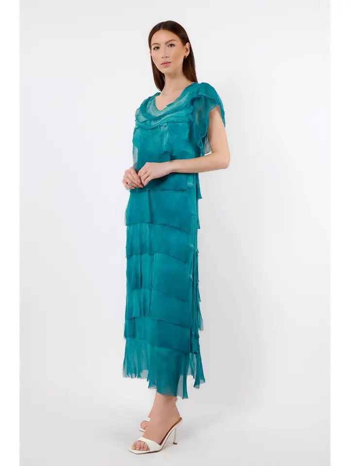 MIRIAM S/S RUFFLE DRESS-ONE SIZE-TEES BY TINA