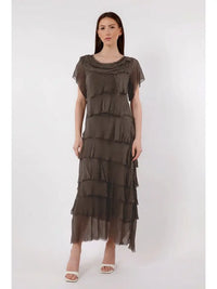 MIRIAM S/S RUFFLE DRESS-ONE SIZE-TEES BY TINA