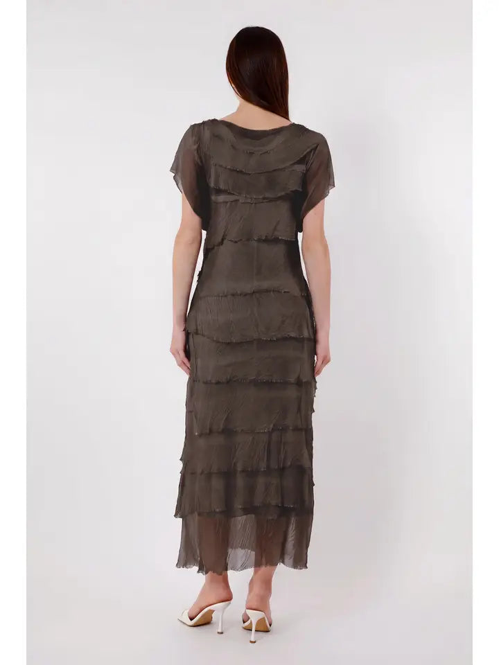 MIRIAM S/S RUFFLE DRESS-ONE SIZE-TEES BY TINA