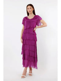 MIRIAM S/S RUFFLE DRESS-ONE SIZE-TEES BY TINA