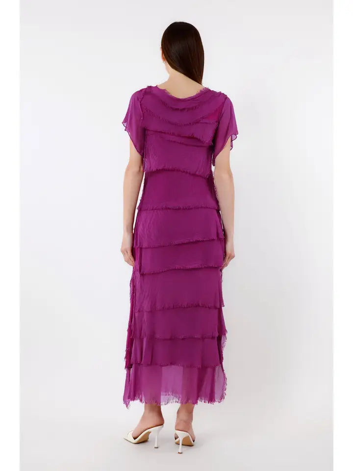 MIRIAM S/S RUFFLE DRESS-ONE SIZE-TEES BY TINA