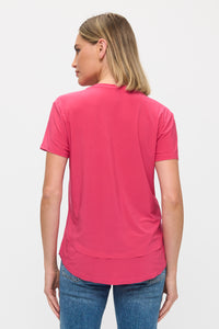 CAP SLEEVE TOP W/LAYERED HEM-FUCHSIA-LAST TANGO