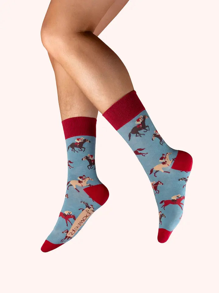 MEN'S VINTAGE RACE HORSES SOCKS-POWDER