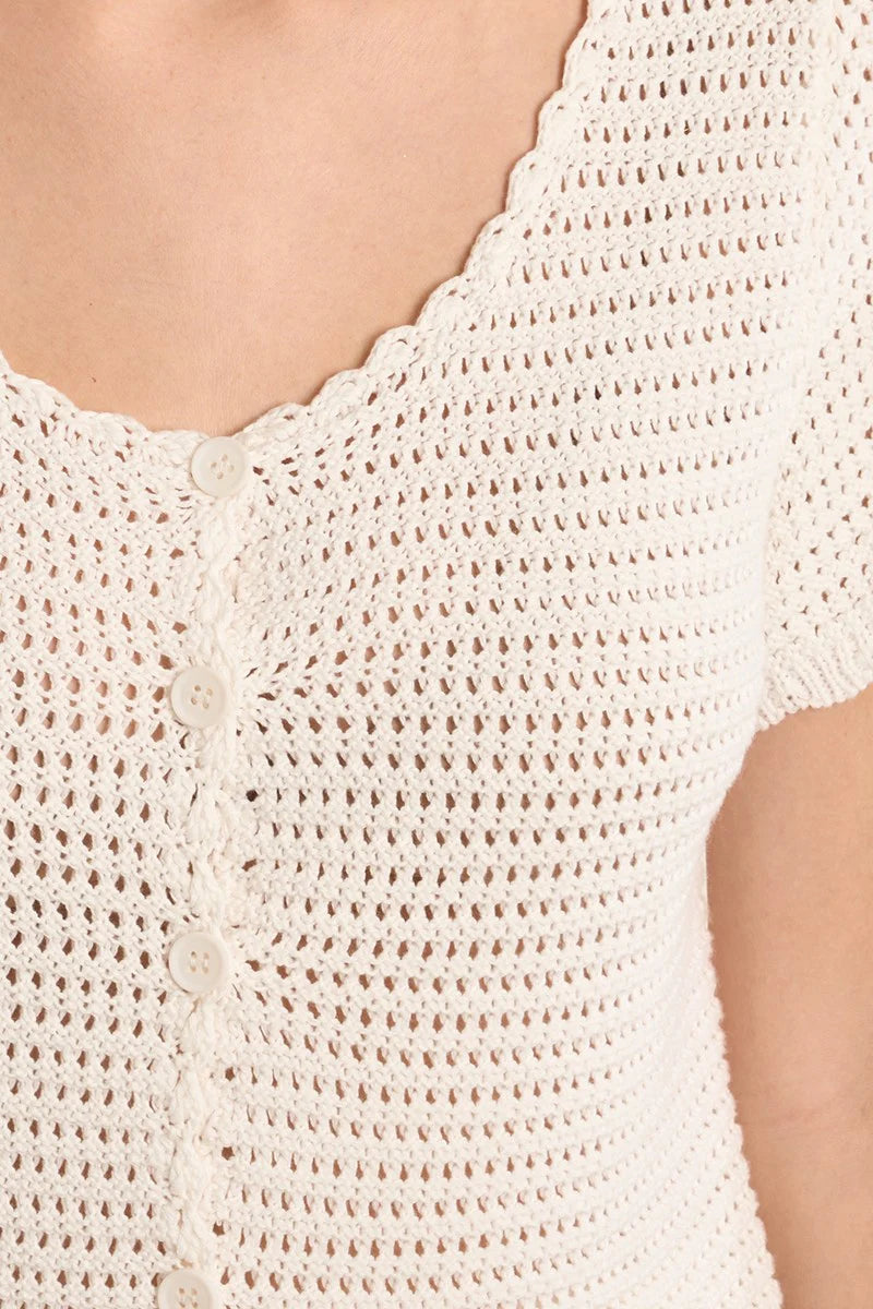 CROCHET KNIT CARDIGAN TOP-WHITE-MOLLY BRACKEN