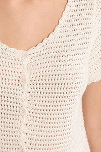 CROCHET KNIT CARDIGAN TOP-WHITE-MOLLY BRACKEN