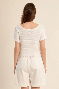 CROCHET KNIT CARDIGAN TOP-WHITE-MOLLY BRACKEN