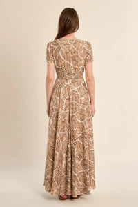 MAXI LEAF PRINT V-NECK DRESS-MOLLY BRACKEN