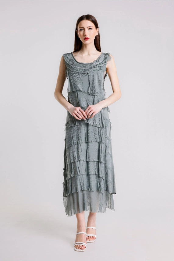 ALEENA SILK MAXI DRESS-ONE SIZE-TEES BY TINA