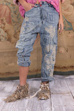 LACE EMBROIDERED MINER DENIMS-MAGNOLIA PEARL- PANTS 520
