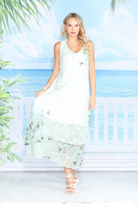 V-TANK DRESS SET W/JACKET-CELEDON FLORAL-ARIS A