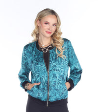 TEAL PRINT BOMBER JACKET-ARIS A