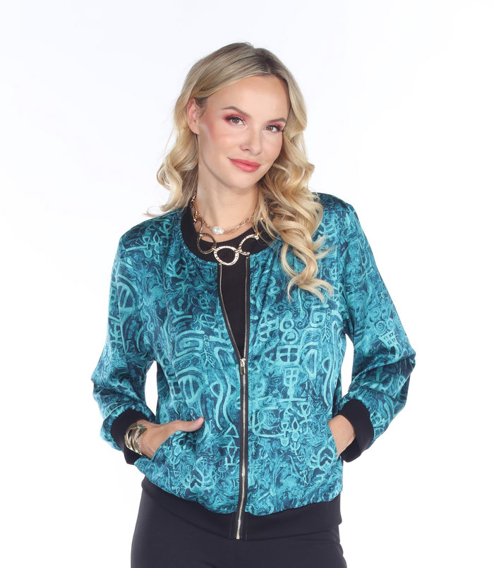 TEAL PRINT BOMBER JACKET-ARIS A