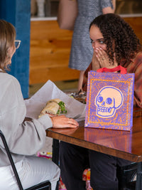 SKULLS & ROSES HANDY TOTE-BLUE Q