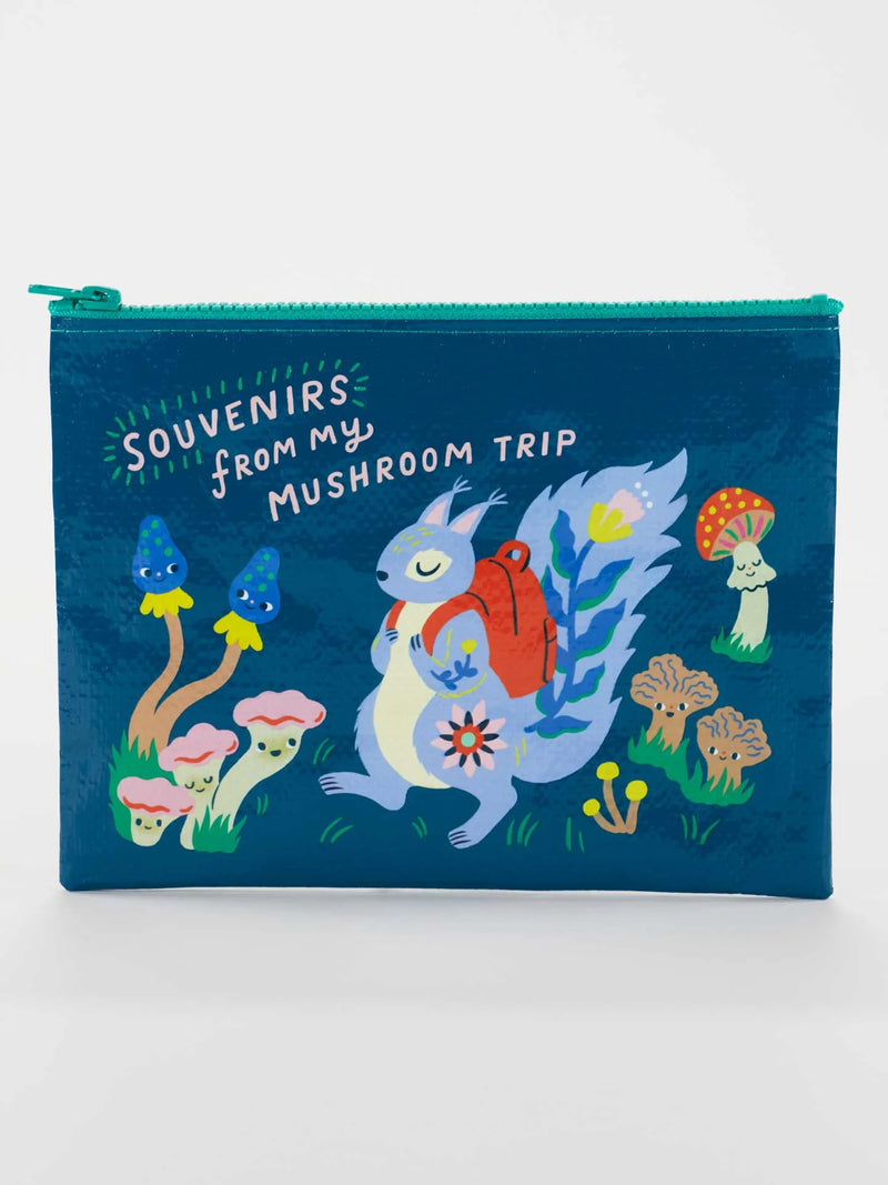 MUSHROOM TRIP ZIPPER POUCH-BLUE Q