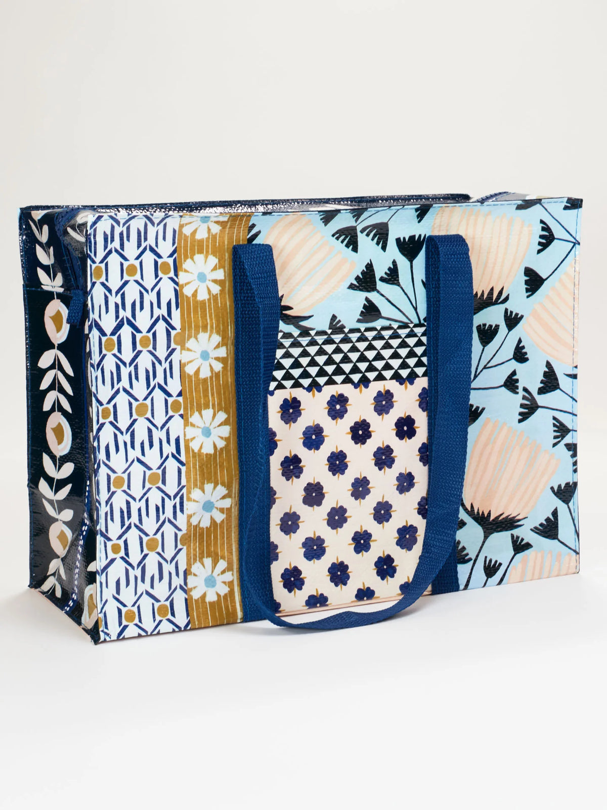 PATCHWORK SHOULDER TOTE-BLUE Q