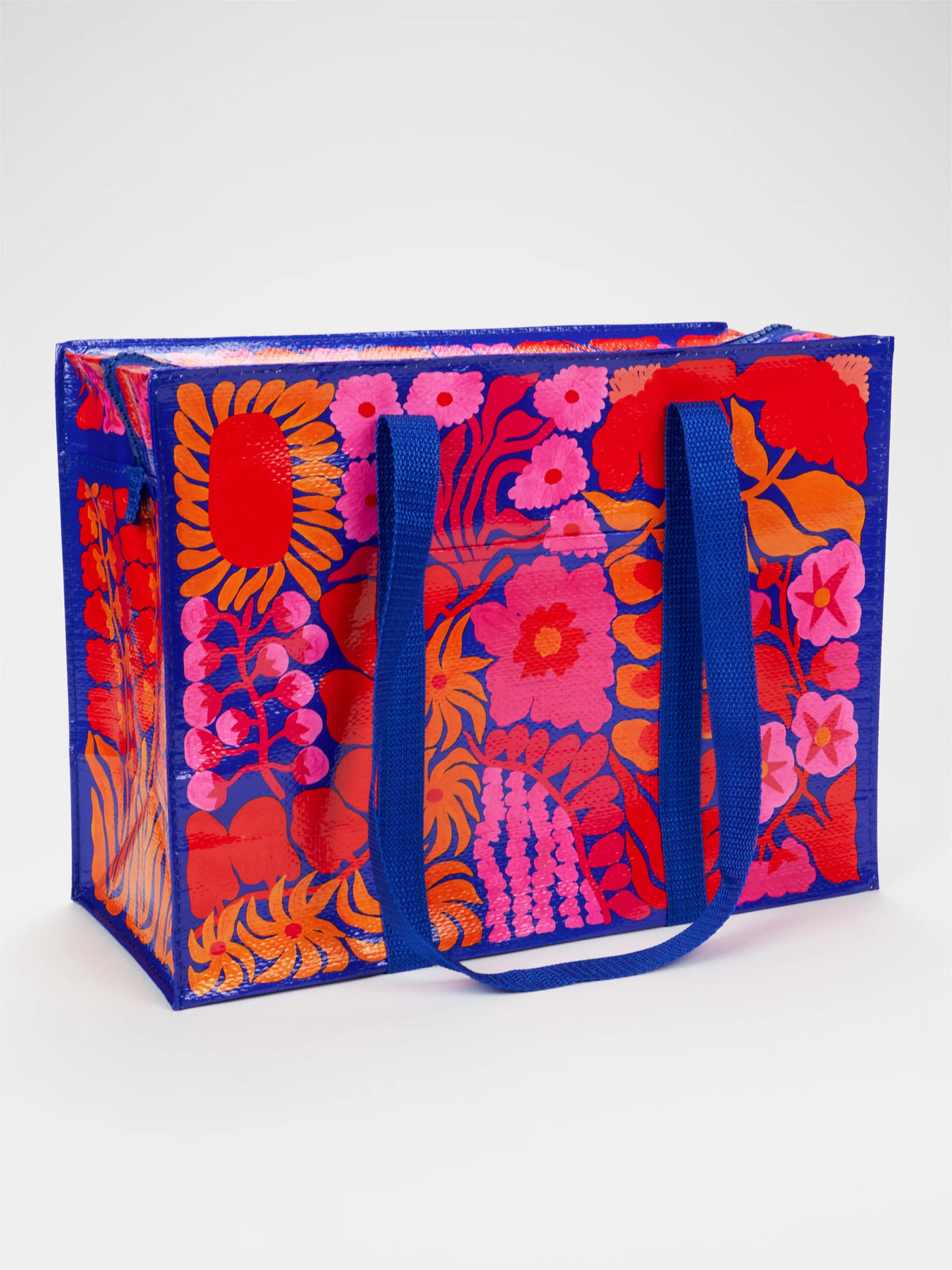 BRIGHT BLOOMS SHOULDER TOTE-BLUE Q