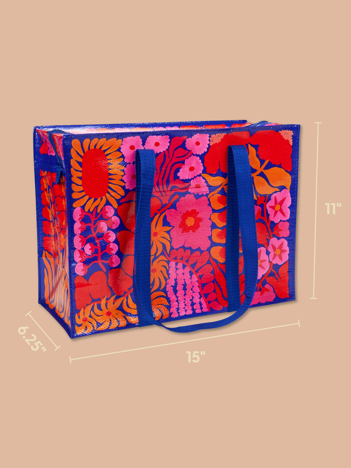 BRIGHT BLOOMS SHOULDER TOTE-BLUE Q